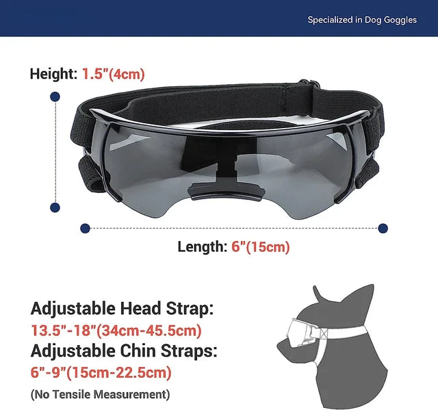 UV Protection Dog Goggles - Sunglasses for Small Breed Dogs and Puppies, Ideal for Outdoor Riding and Driving