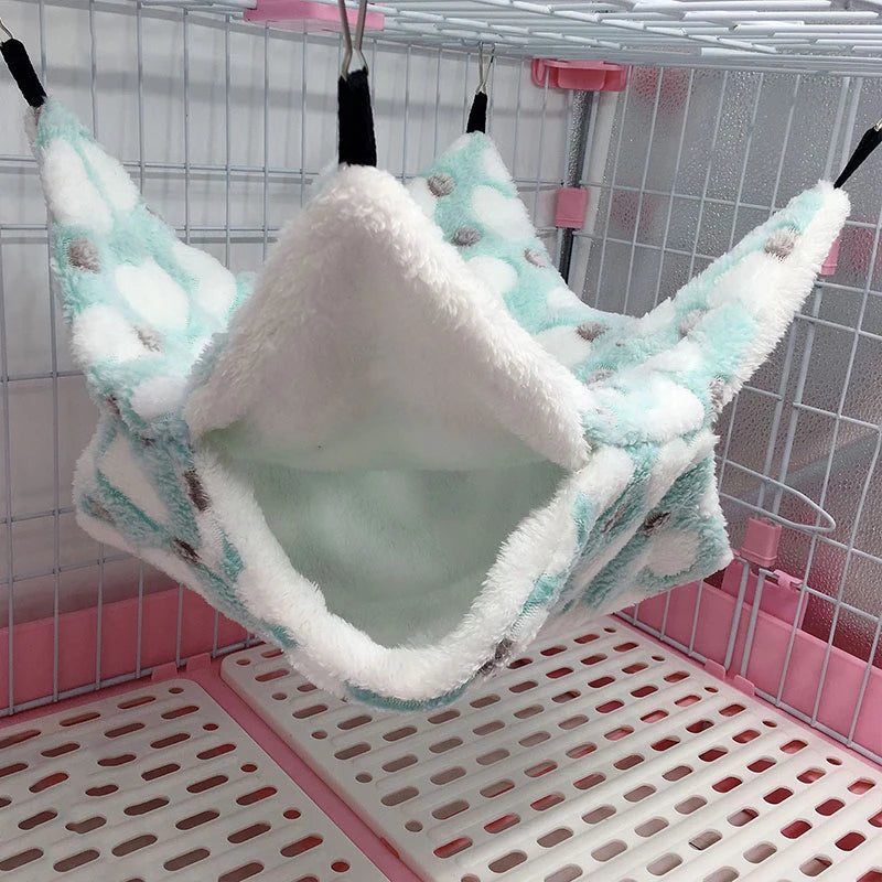 Double Thick Plush Hammock for Rats - Winter Warm Bed for Hamsters, Nests, Sleeping Bags, and Guinea Pigs