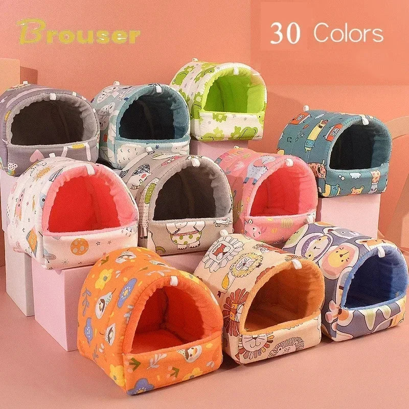 Hamster House Guinea Pig Nest Small Animal Sleeping Bed Winter Warm Cotton Mat Soft Accessories for Rodent/Guinea Pig/Rat