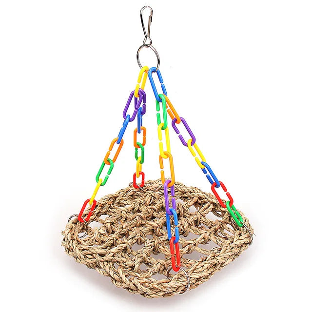 Cotton Rope Parrot Chew Toy - Hanging Bridge and Training Swing for Cockatiels and Birds